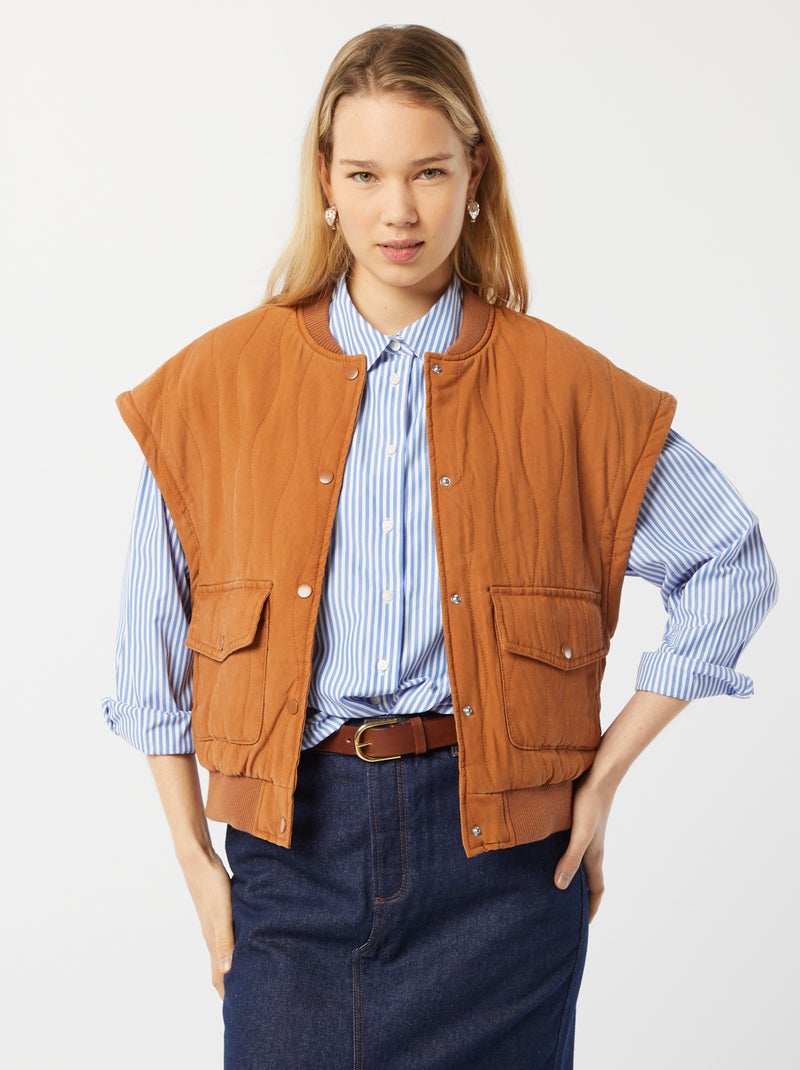 Veste matelassée 2 en 1 avec manches amovibles MARRON - Kiabi