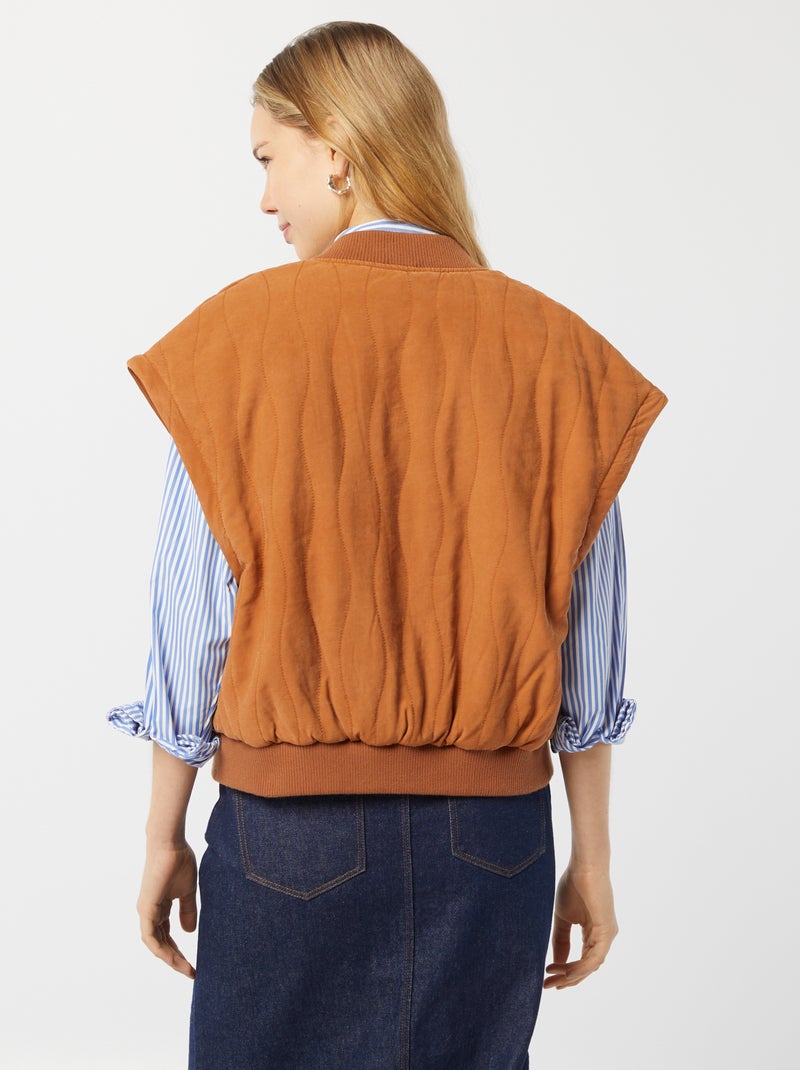 Veste matelassée 2 en 1 avec manches amovibles MARRON - Kiabi