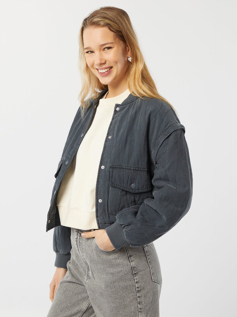 Veste matelassée 2 en 1 avec manches amovibles NOIR - Kiabi