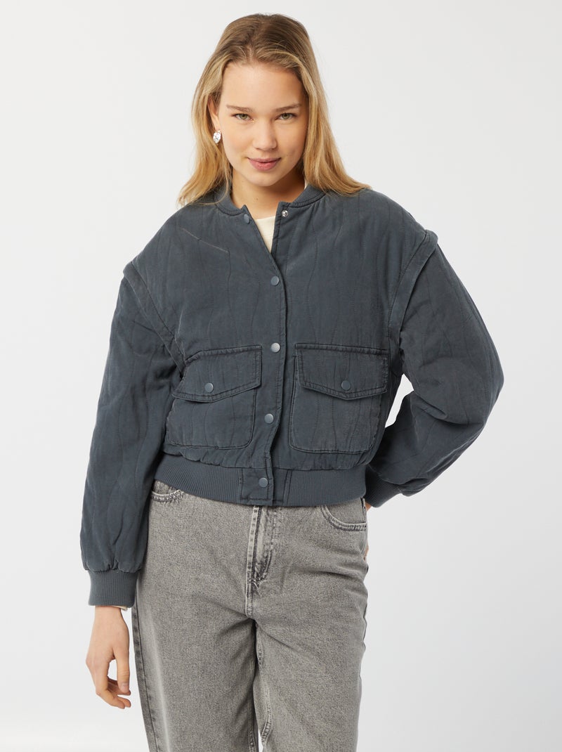 Veste matelassée 2 en 1 avec manches amovibles NOIR - Kiabi