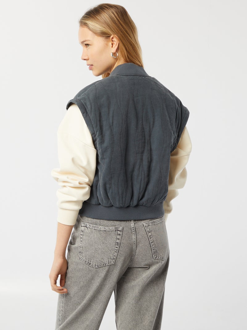 Veste matelassée 2 en 1 avec manches amovibles NOIR - Kiabi