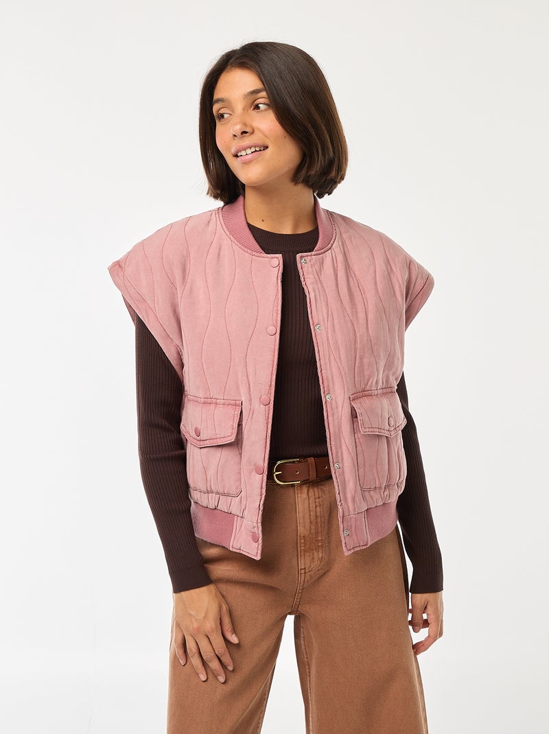 Veste matelassée 2 en 1 avec manches amovibles Rose - Kiabi