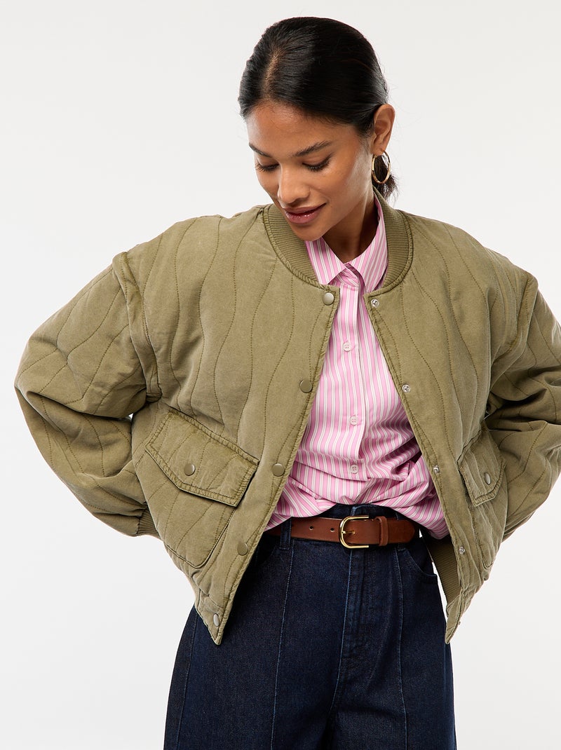 Veste matelassée 2 en 1 avec manches amovibles Vert - Kiabi