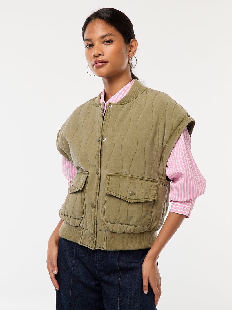 Veste matelassée 2 en 1 avec manches amovibles Vert - Kiabi