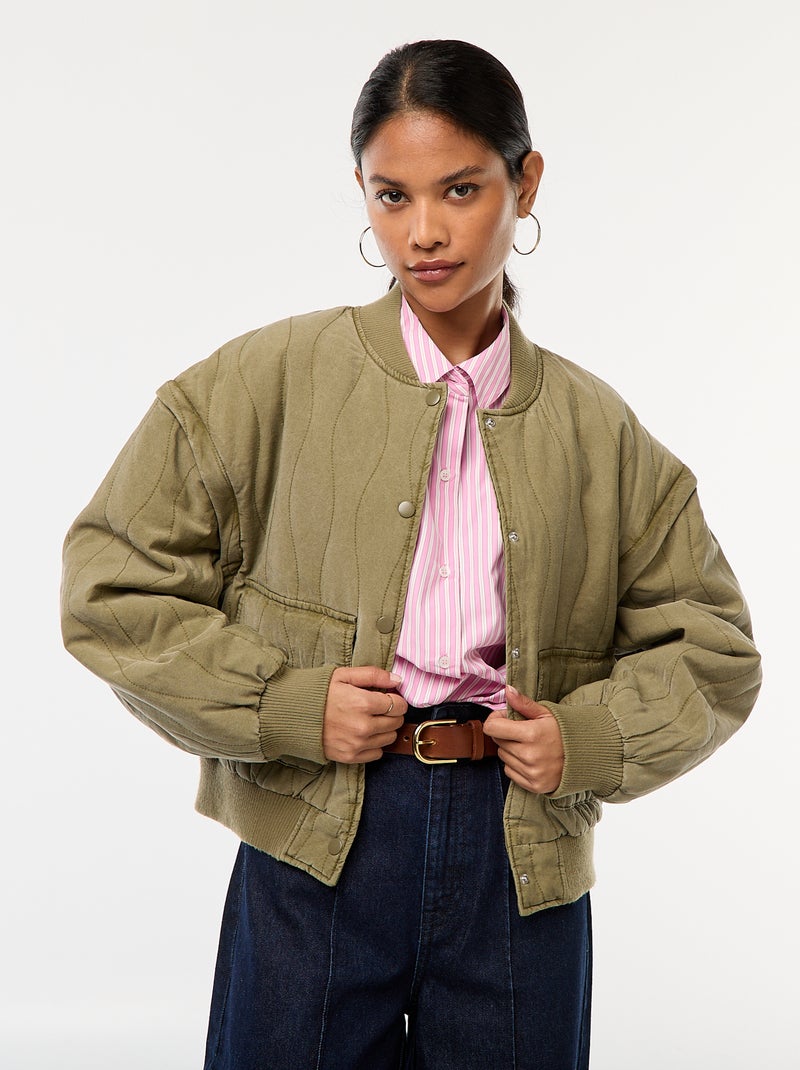 Veste matelassée 2 en 1 avec manches amovibles Vert - Kiabi