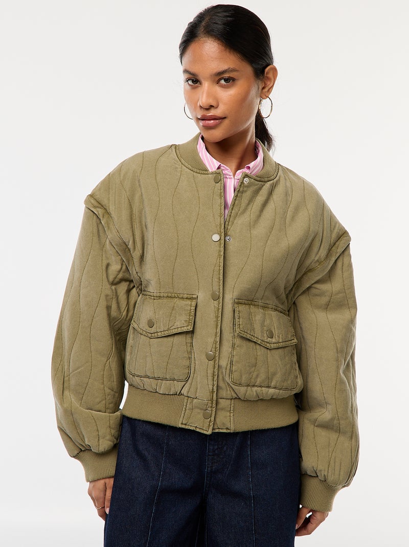 Veste matelassée 2 en 1 avec manches amovibles Vert - Kiabi