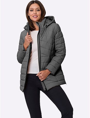 Veste matelassée à capuche avec poches zippées et glissière longue - taille standard - moda vilona