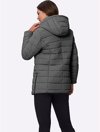 Veste matelassée à capuche avec poches zippées et glissière longue - taille standard - moda vilona