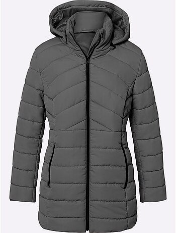 Veste matelassée à capuche avec poches zippées et glissière longue - taille standard - moda vilona