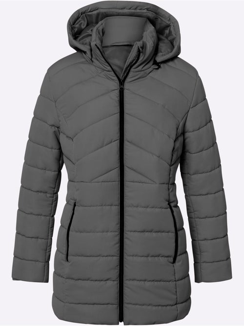 Veste matelassée à capuche avec poches zippées et glissière longue - taille standard - moda vilona - Kiabi