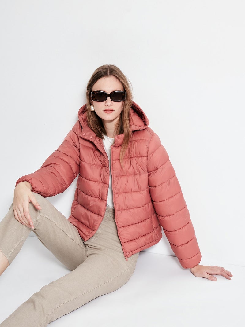 Veste matelassée à capuche Orange - Kiabi