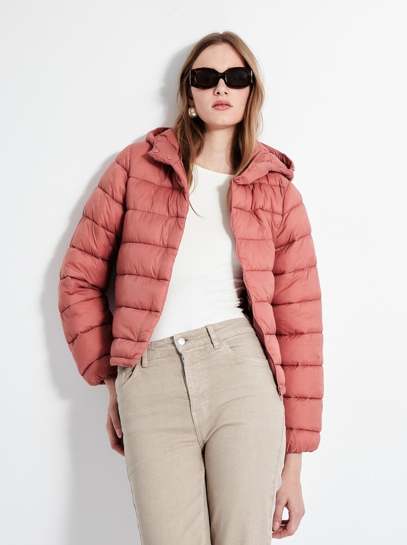 Veste matelassée à capuche Orange - Kiabi