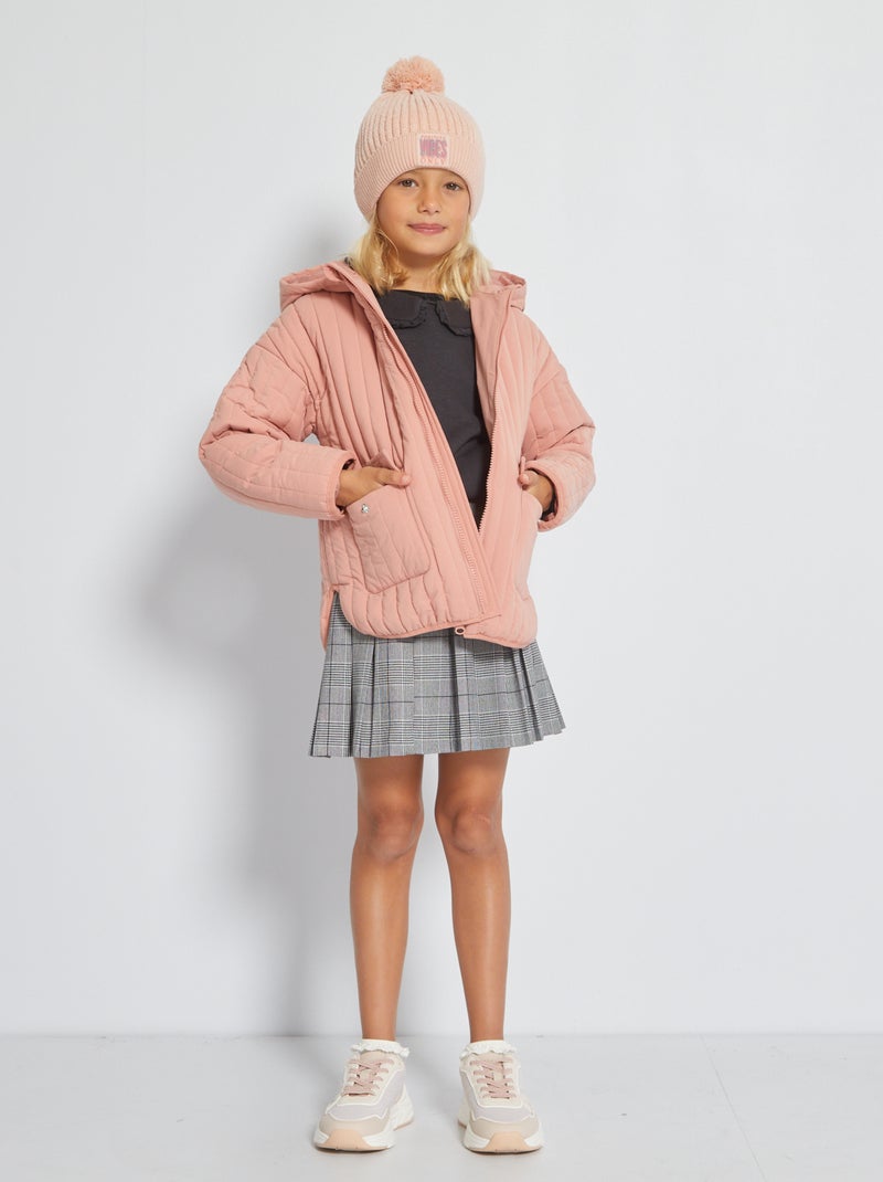 Veste matelassée à capuche rose - Kiabi
