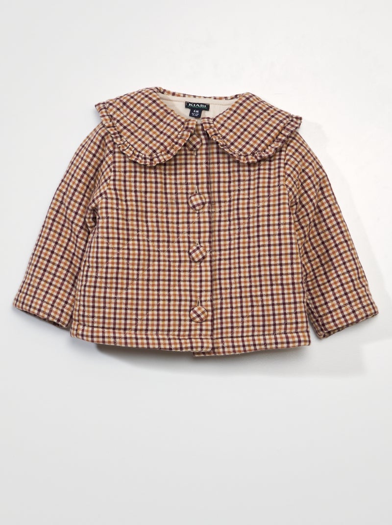 Veste matelassée à carreaux Marron - Kiabi