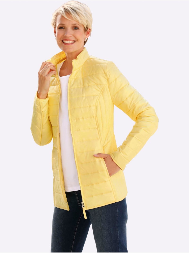 Veste matelassée à col montant avec poches et coutures princesse - Taille standard - Moda Vilona Jaune citron - Kiabi