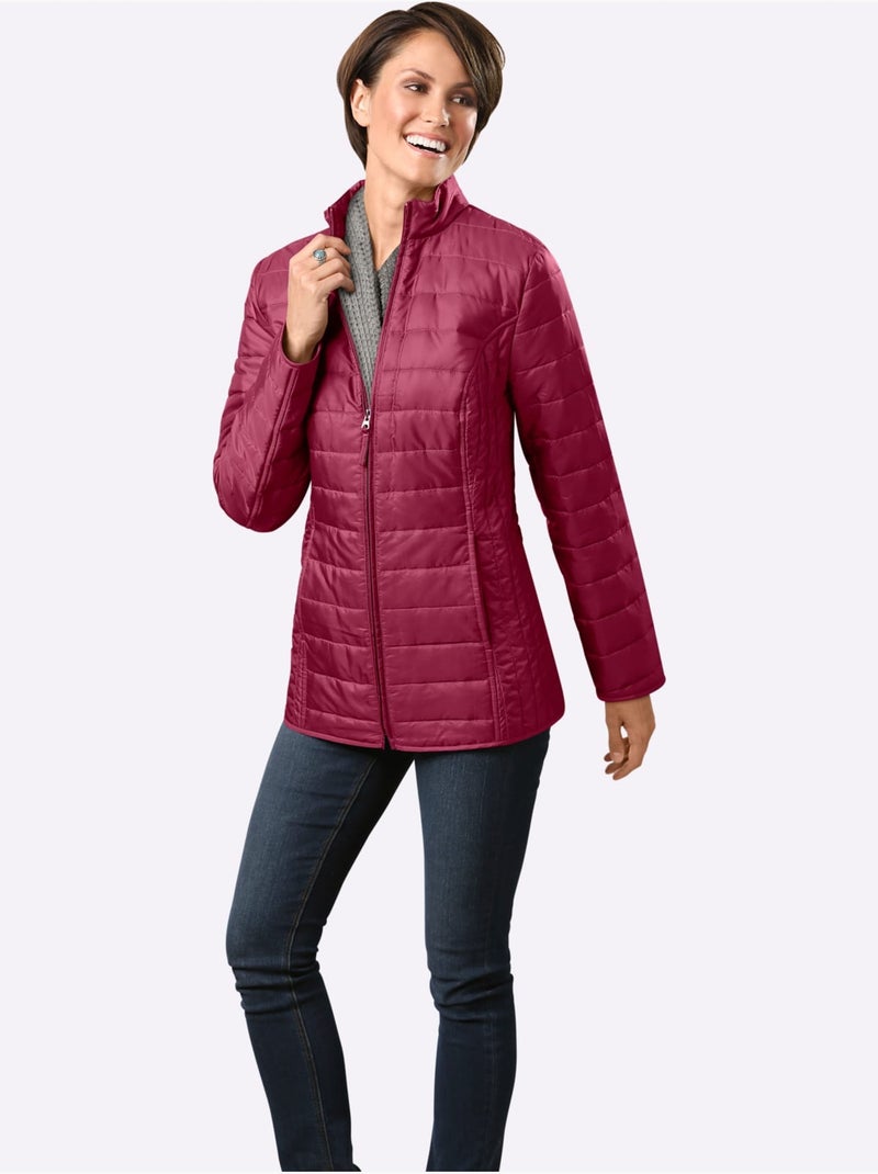 Veste matelassée à col montant et poches cousues - Taille standard - Moda Vilona Bordeaux - Kiabi