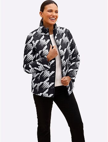 Veste matelassée à motifs pied-de-poule avec col montant et poches - taille standard - moda vilona