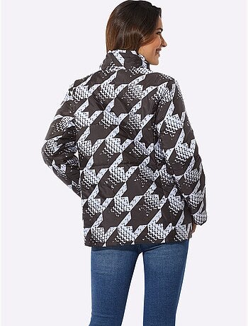 Veste matelassée à motifs pied-de-poule avec col montant et poches - taille standard - moda vilona