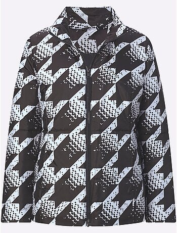 Veste matelassée à motifs pied-de-poule avec col montant et poches - taille standard - moda vilona