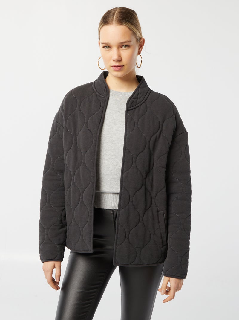 Veste matelassée à pans ouverts Gris - Kiabi