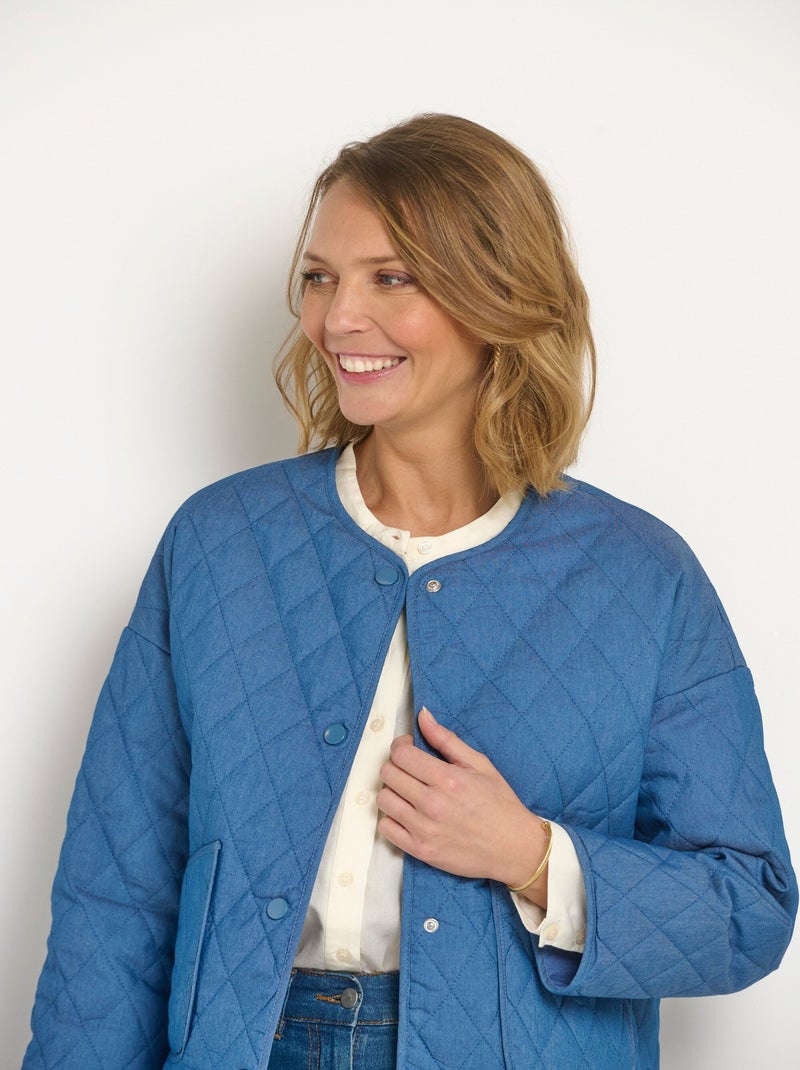 Veste matelassée à pressions en denim Bleu denim - Kiabi