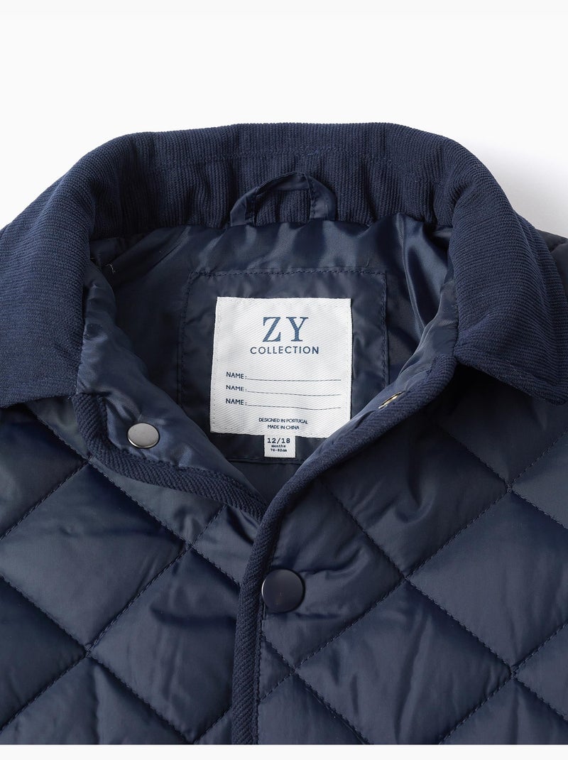 Veste matelassée avec capuche amovible Bleu foncé - Kiabi