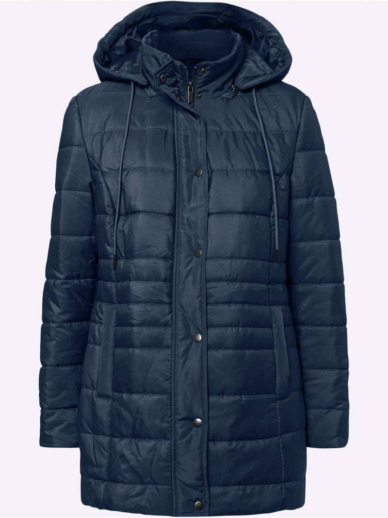 Veste matelassée avec capuche amovible et poches pratiques - taille standard - moda vilona Bleu marine - Kiabi