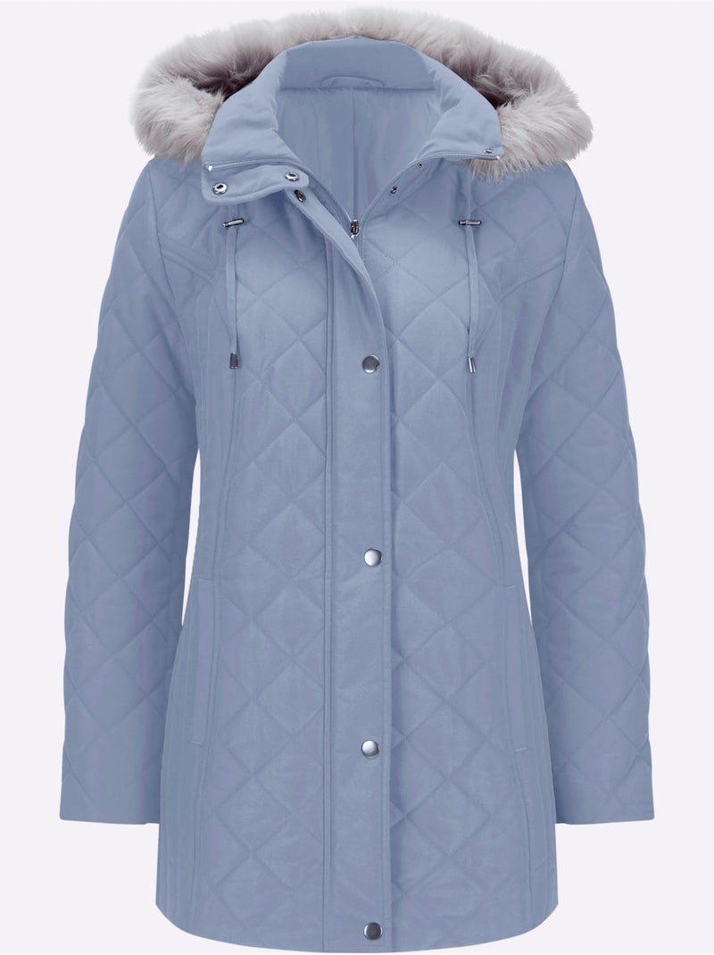 Veste matelassée avec capuche amovible et poches pratiques - Taille standard - Moda Vilona Gris tourterelle - Kiabi