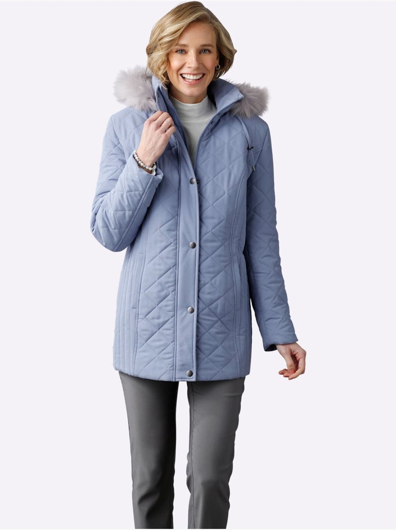 Veste matelassée avec capuche amovible et poches pratiques - Taille standard - Moda Vilona Gris tourterelle - Kiabi