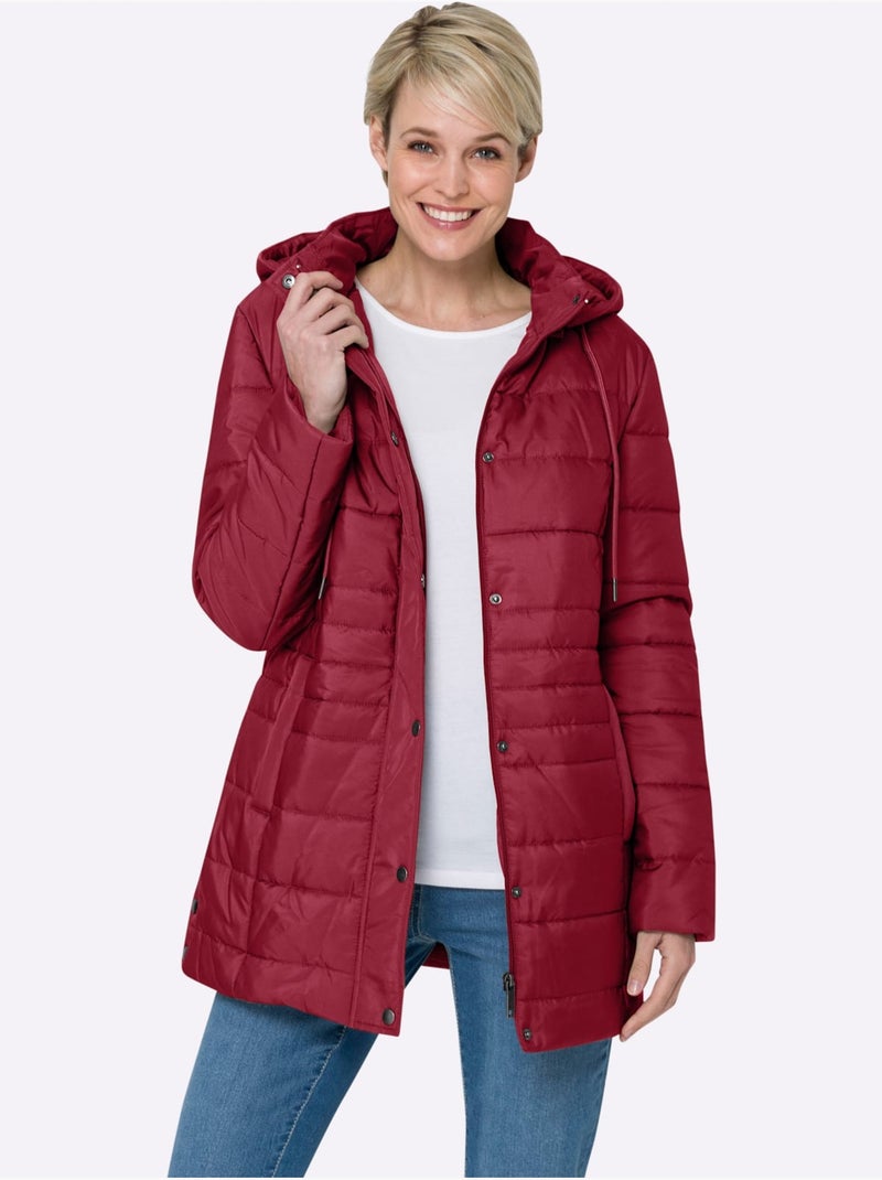 Veste matelassée avec capuche amovible et poches pratiques - taille standard - moda vilona Rouge foncé - Kiabi