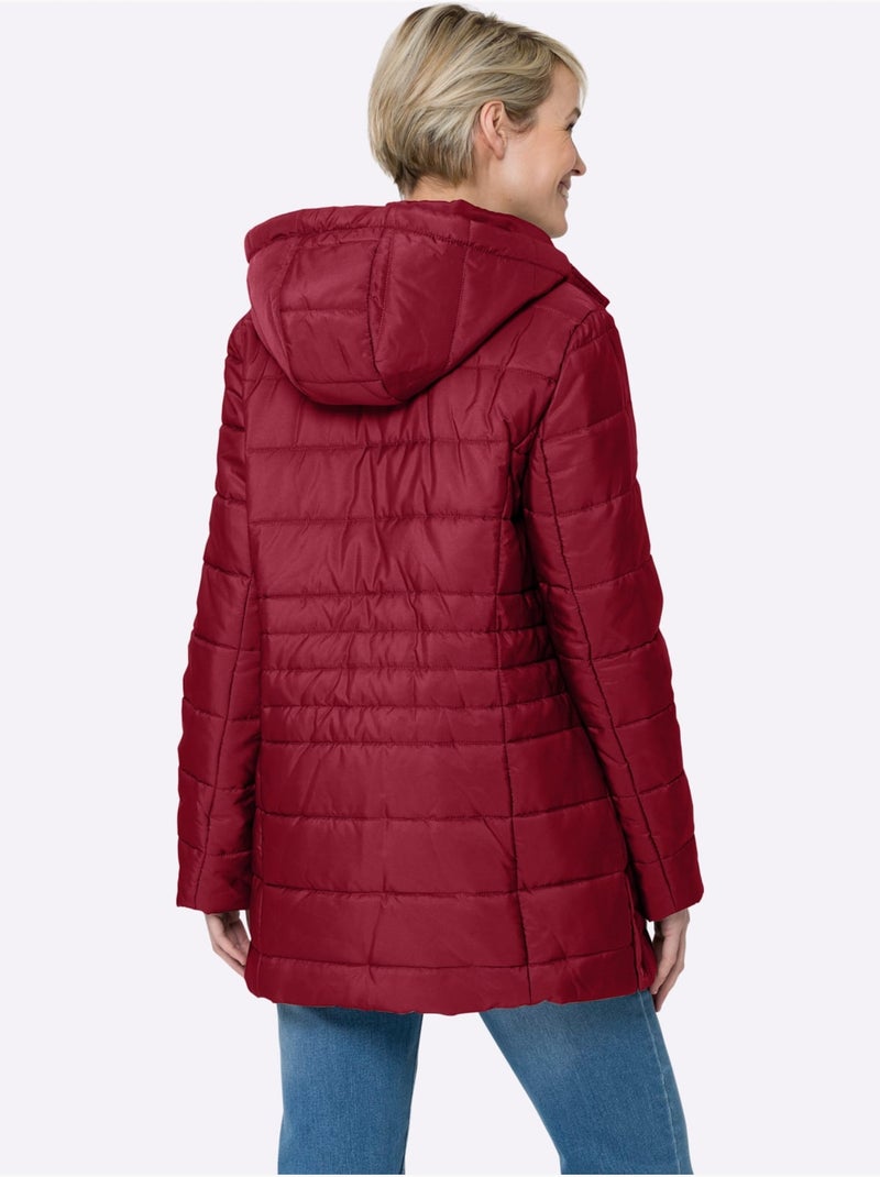 Veste matelassée avec capuche amovible et poches pratiques - taille standard - moda vilona Rouge foncé - Kiabi