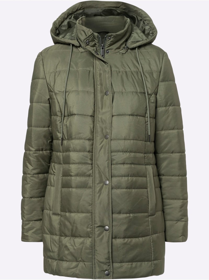 Veste matelassée avec capuche et fentes latérales ajustables - taille standard - moda vilona Kaki - Kiabi