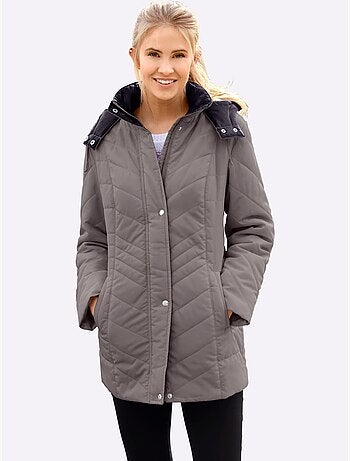 Veste matelassée habillée avec capuche et poches à col montant - taille standard - moda vilona