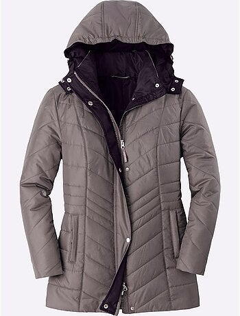 Veste matelassée habillée avec capuche et poches à col montant - taille standard - moda vilona