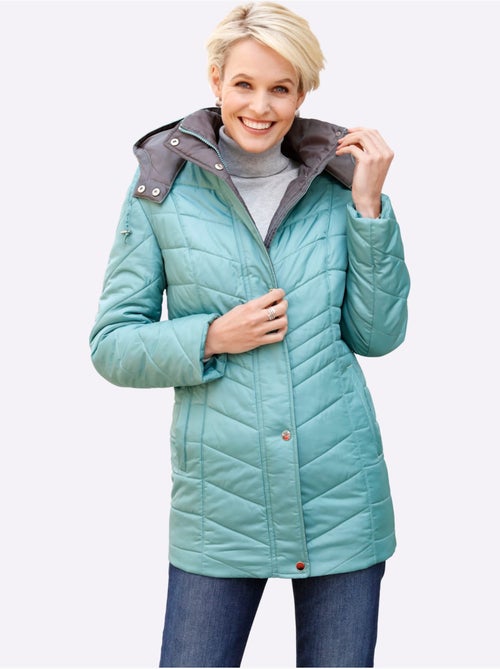 Veste matelassée avec capuche et poches à col transformable - taille standard - moda vilona - Kiabi