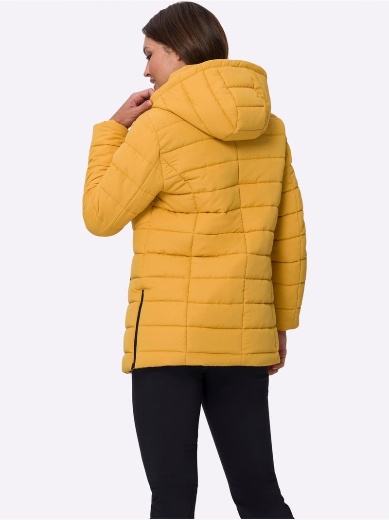 Veste matelassée avec capuche et poches zippées - taille standard - moda vilona Ocre - Kiabi