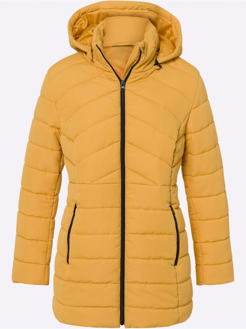 Veste matelassée avec capuche et poches zippées - taille standard - moda vilona Ocre - Kiabi
