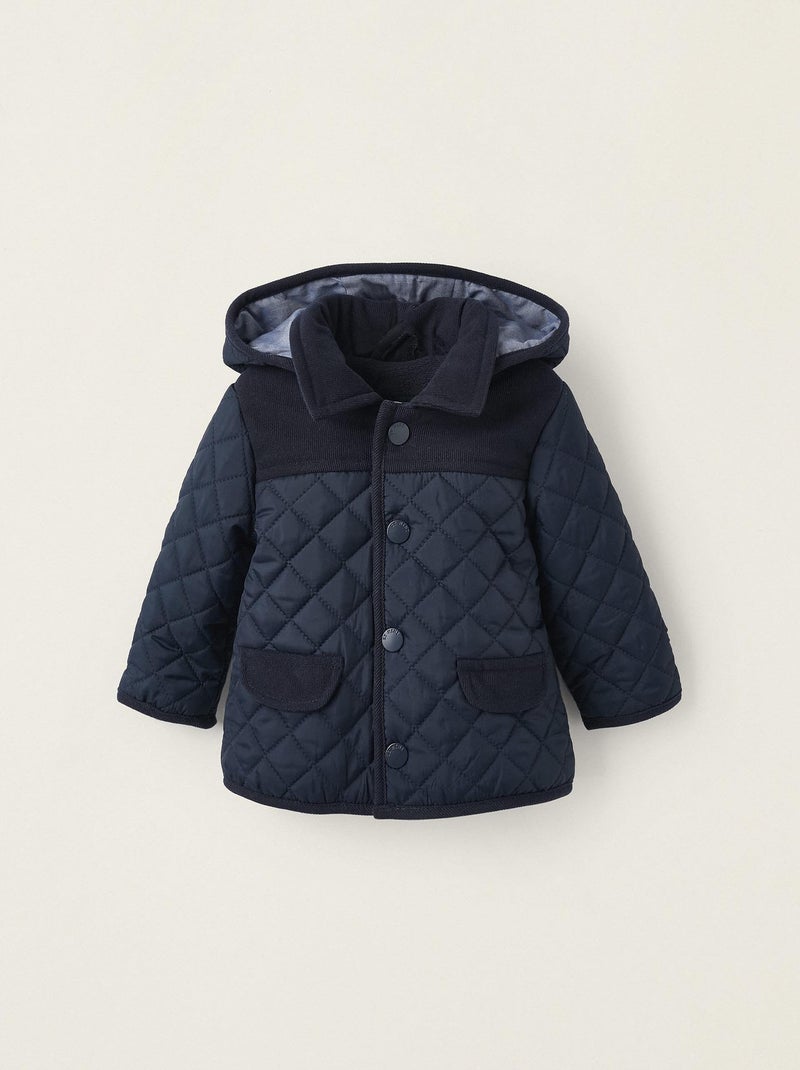 Veste matelassée avec capuche et rembourrage pour nouveau-né Bleu foncé - Kiabi
