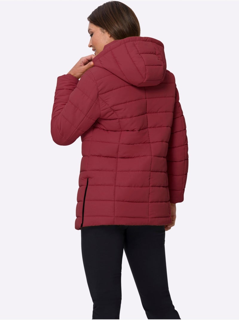 Veste matelassée avec col montant et capuche amovible - taille standard - moda vilona Rouge foncé - Kiabi