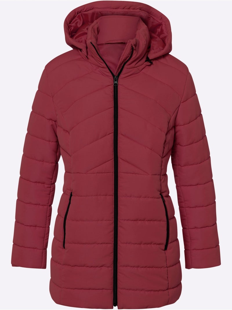 Veste matelassée avec col montant et capuche amovible - taille standard - moda vilona Rouge foncé - Kiabi