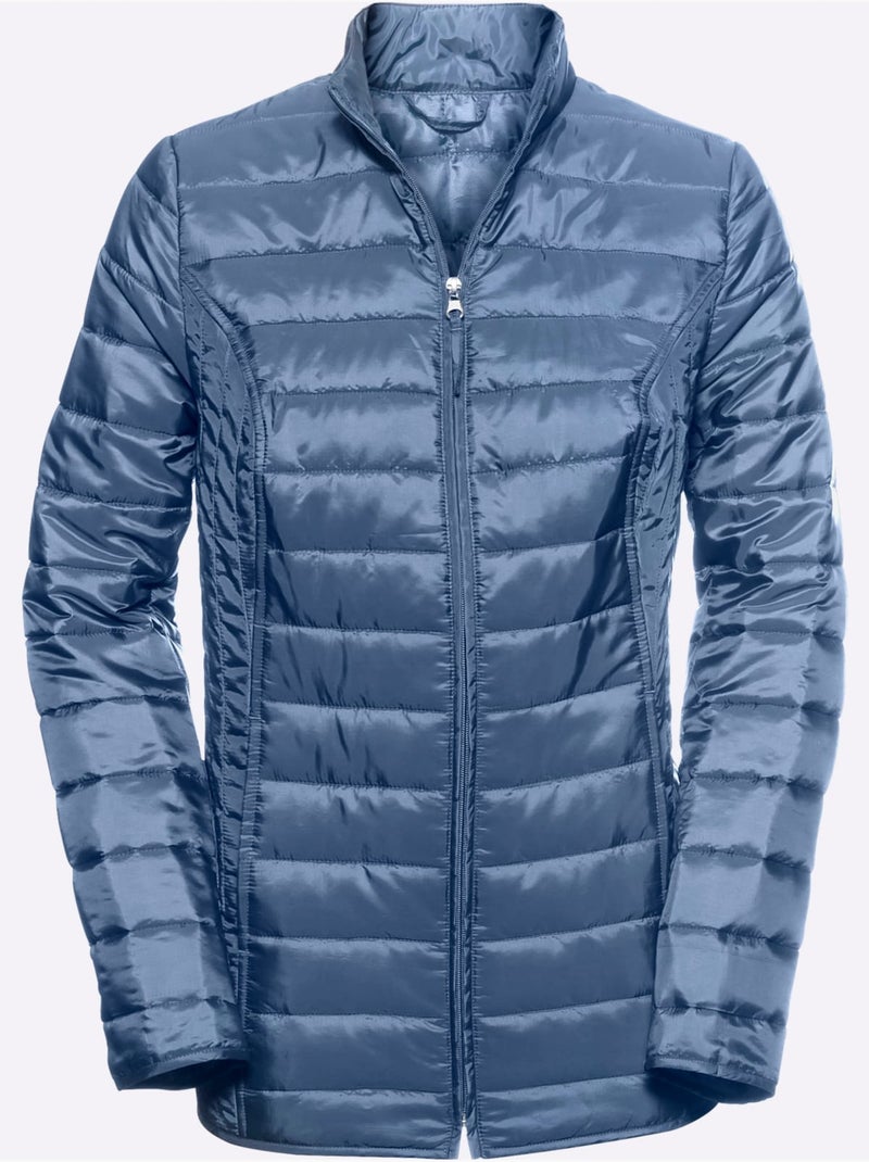 Veste matelassée avec col montant et deux poches cousues - Taille standard - Moda Vilona Bleu jean - Kiabi