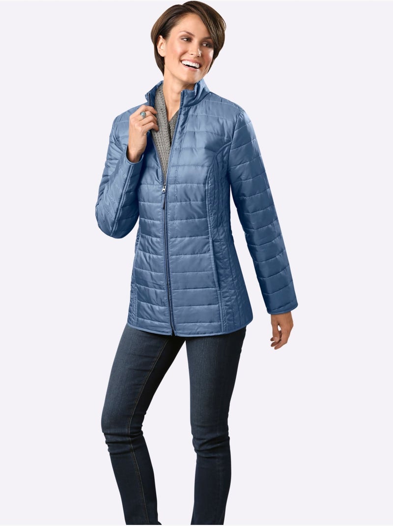 Veste matelassée avec col montant et deux poches cousues - Taille standard - Moda Vilona Bleu jean - Kiabi