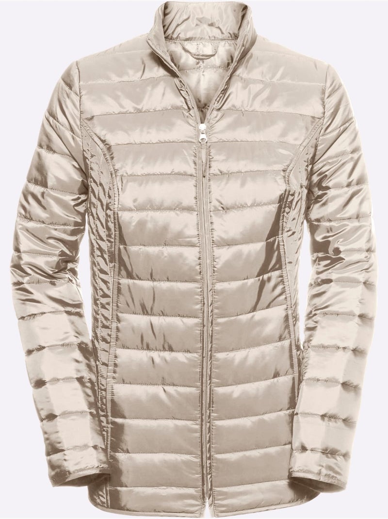 Veste matelassée avec col montant et poches cousues - Taille standard - Moda Vilona Blanc cassé - Kiabi