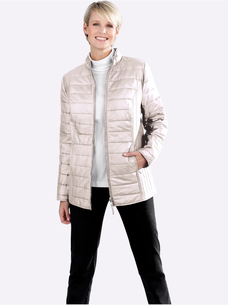 Veste matelassée avec col montant et poches cousues - Taille standard - Moda Vilona Blanc cassé - Kiabi