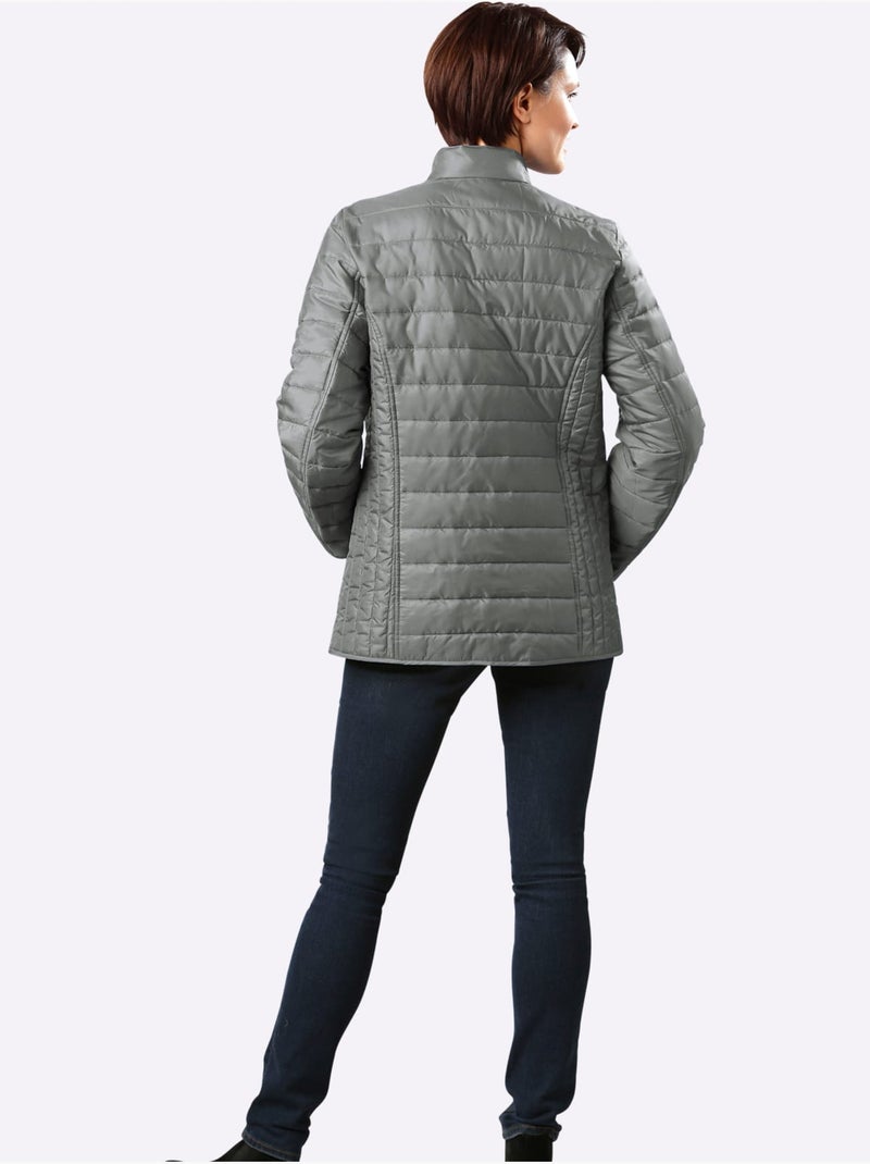 Veste matelassée avec col montant et poches cousues - Taille standard - Moda Vilona Bleu Vert Gris - Kiabi