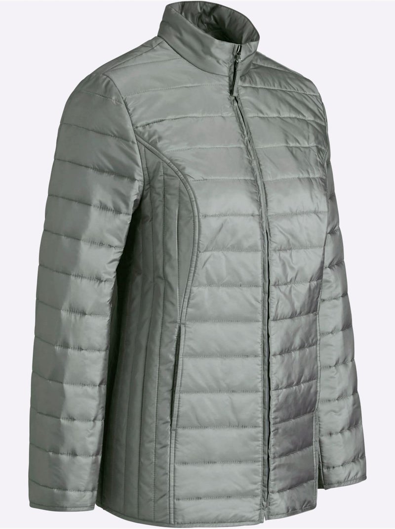 Veste matelassée avec col montant et poches cousues - Taille standard - Moda Vilona Bleu Vert Gris - Kiabi