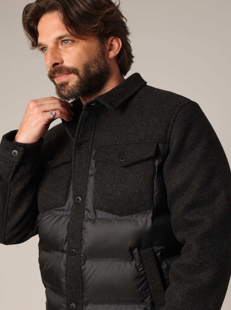 Veste matelassée bi-matière avec poches plaquées
 'Deeluxe' Noir - Kiabi