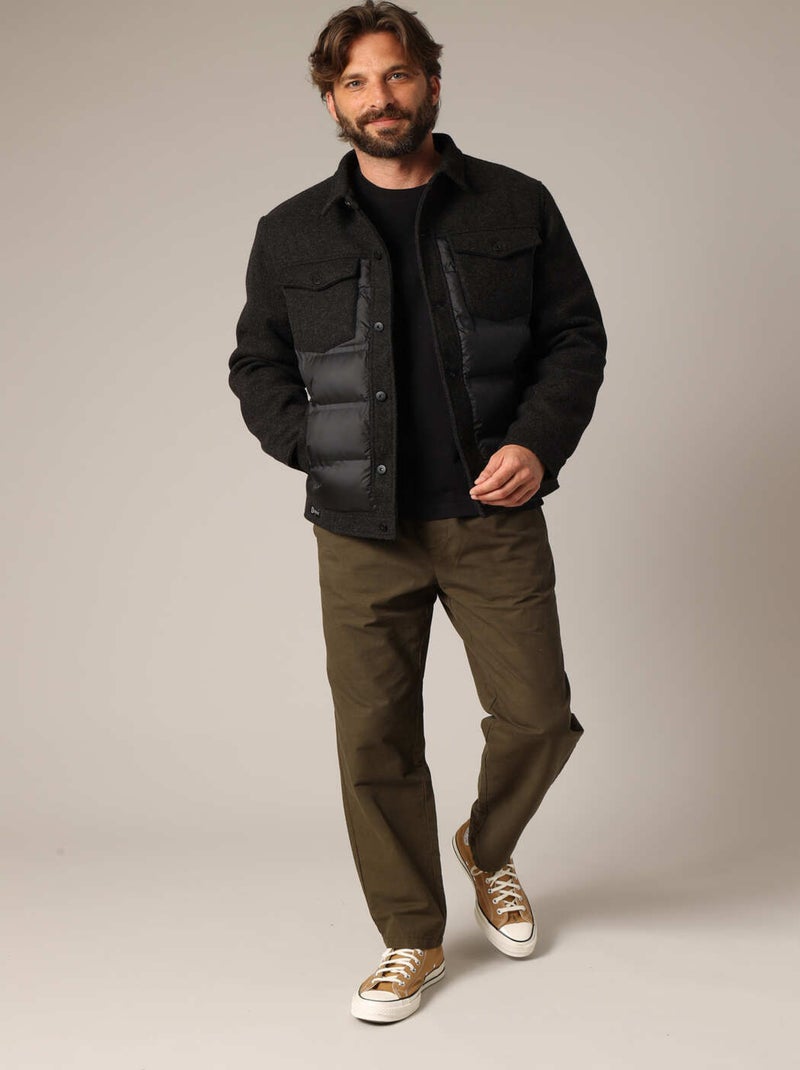Veste matelassée bi-matière avec poches plaquées
 'Deeluxe' Noir - Kiabi