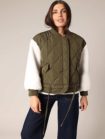 Veste matelassée bicolore avec manches effet sherpa 'Deeluxe'