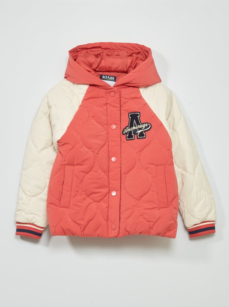 Veste matelassée bicolore et déperlante Rose/beige - Kiabi